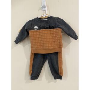 Infant Timberland 2 Piece Outfit (12 mo) With Logo Quilted Sweatsuit